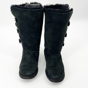 UGG Bailey Button Black Triple Shearling Suede Womans Boots sz 10